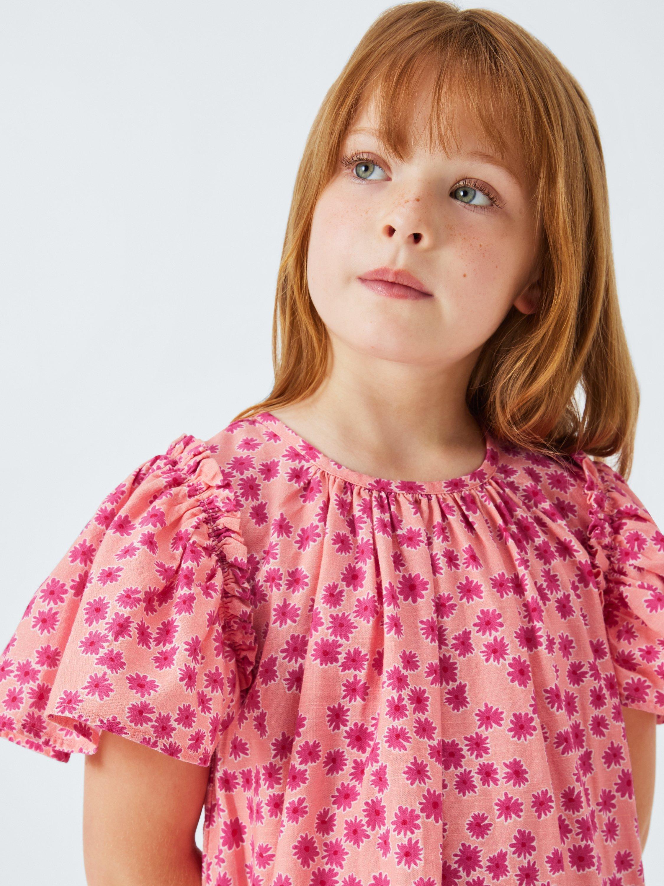 Product image 7 of 7, which shows John Lewis Kids' Floral Frill Dress, Pink, 2 years