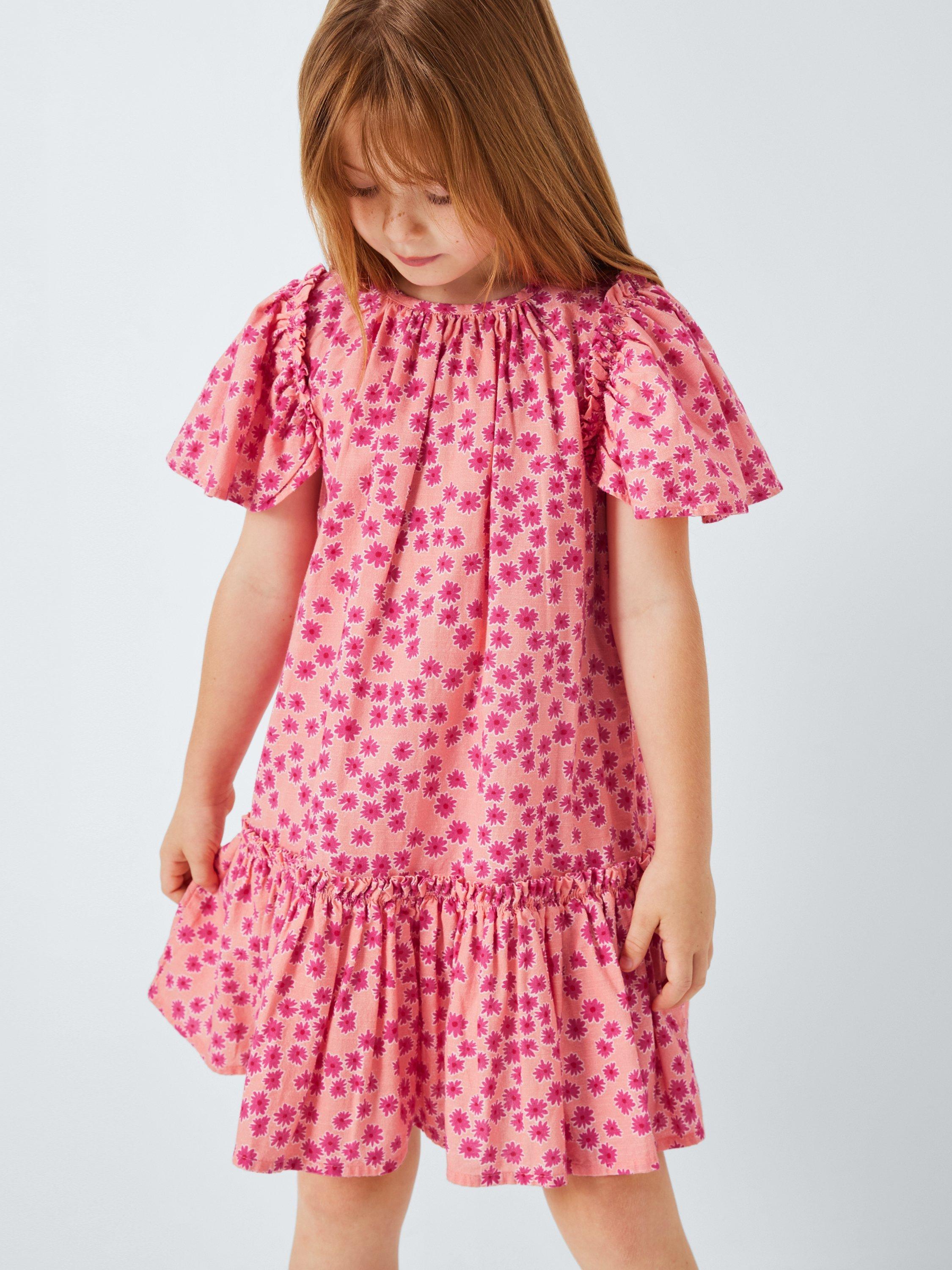 Product image 6 of 7, which shows John Lewis Kids' Floral Frill Dress, Pink, 2 years