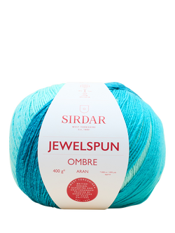 Sirdar Jewelspun Ombre Aran Knitting Yarn, 400g, Ocean Blue