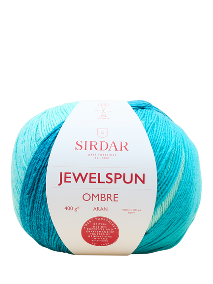Sirdar Jewelspun Ombre Aran Knitting Yarn, 400g, Ocean Blue