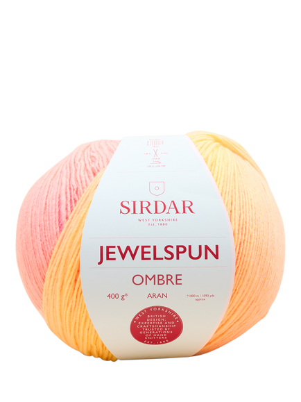 Sirdar Jewelspun Ombre Aran Knitting Yarn, 400g, Rainbow Glow