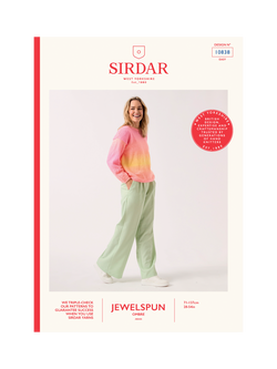Sirdar Jewelspun Sleeve Appeal Aran Ombre Sweater Knitting Pattern, 10838, Multi