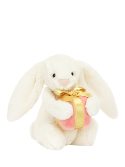 Jellycat Bashful Bunny with Present Soft Toy, Multi