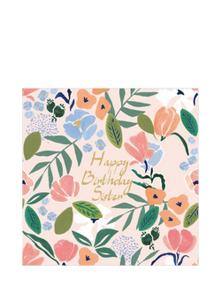 John Lewis Flower Border Sister Birthday Card, 