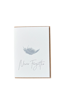 Penguin Ink Feather Never Forgotten Sympathy Card, 