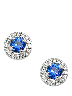 E.W Adams 18ct White Gold Diamond and Sapphire Cluster Stud Earrings, Multi