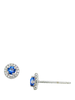 E.W Adams 18ct White Gold Diamond and Sapphire Cluster Stud Earrings - view 2, Multi
