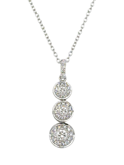 E.W Adams 18ct White Gold Diamond Pendant Necklace, Silver