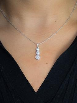 E.W Adams 18ct White Gold Diamond Pendant Necklace - view 2, Silver