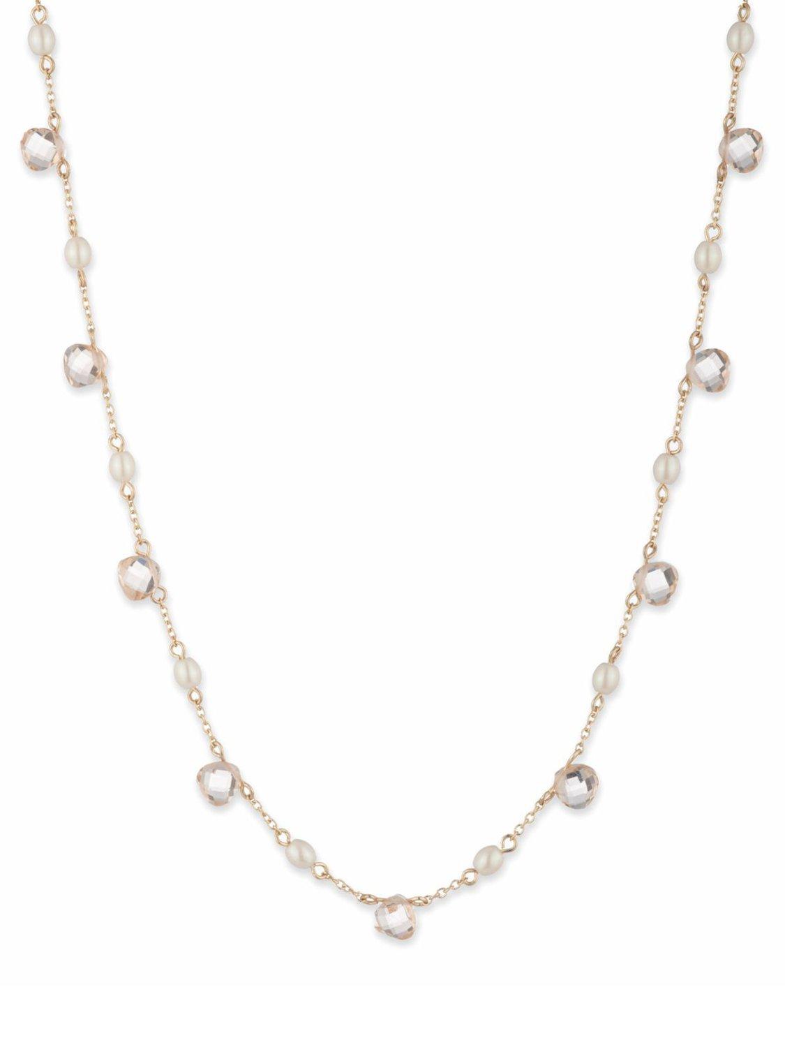 Product image 1 of 2, which shows Ralph Lauren Glass and Freshwater Pearl Necklace, Pink/Silver