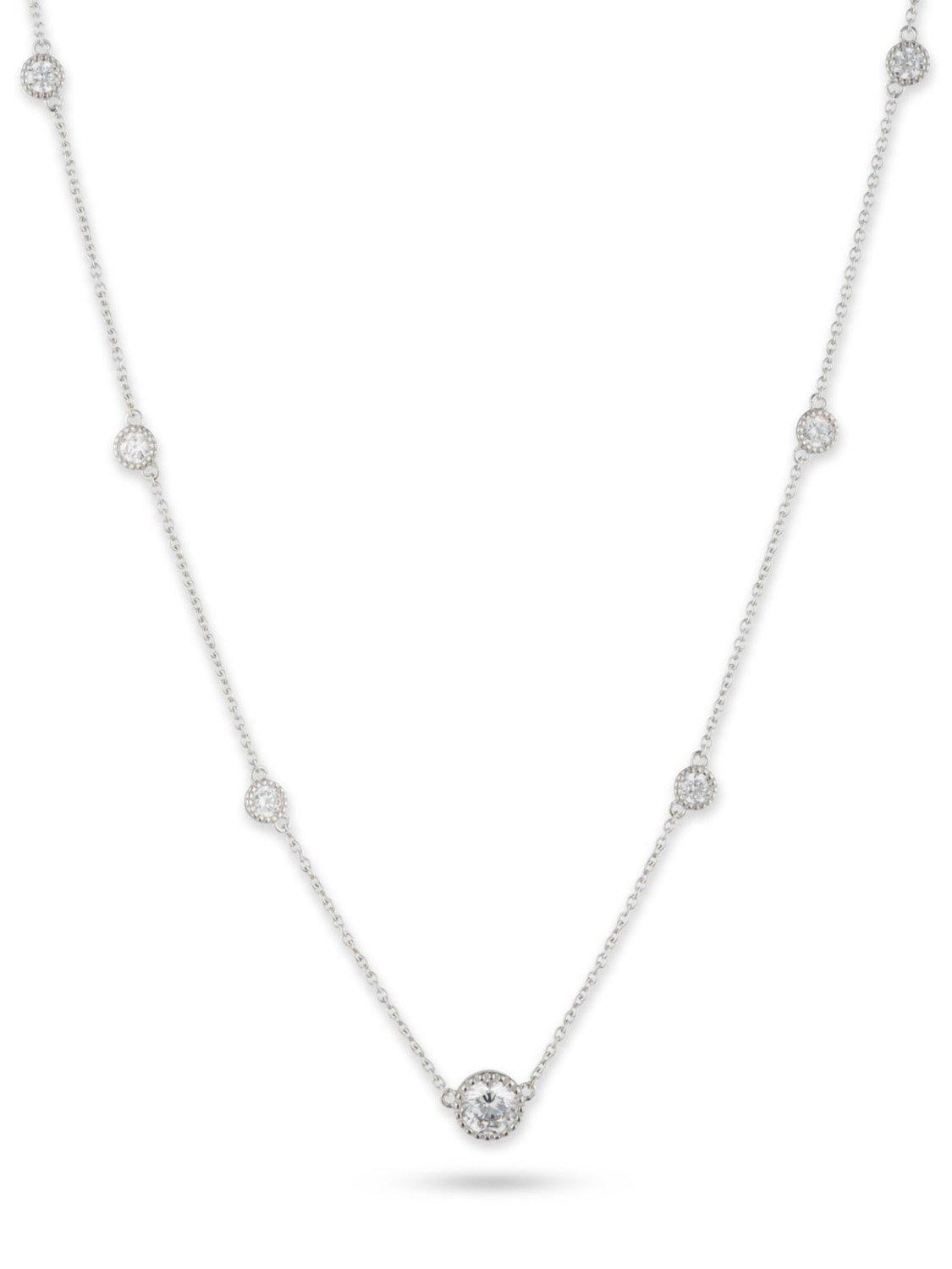 Product image 1 of 4, which shows Ralph Lauren Station Crystal Necklace, Silver