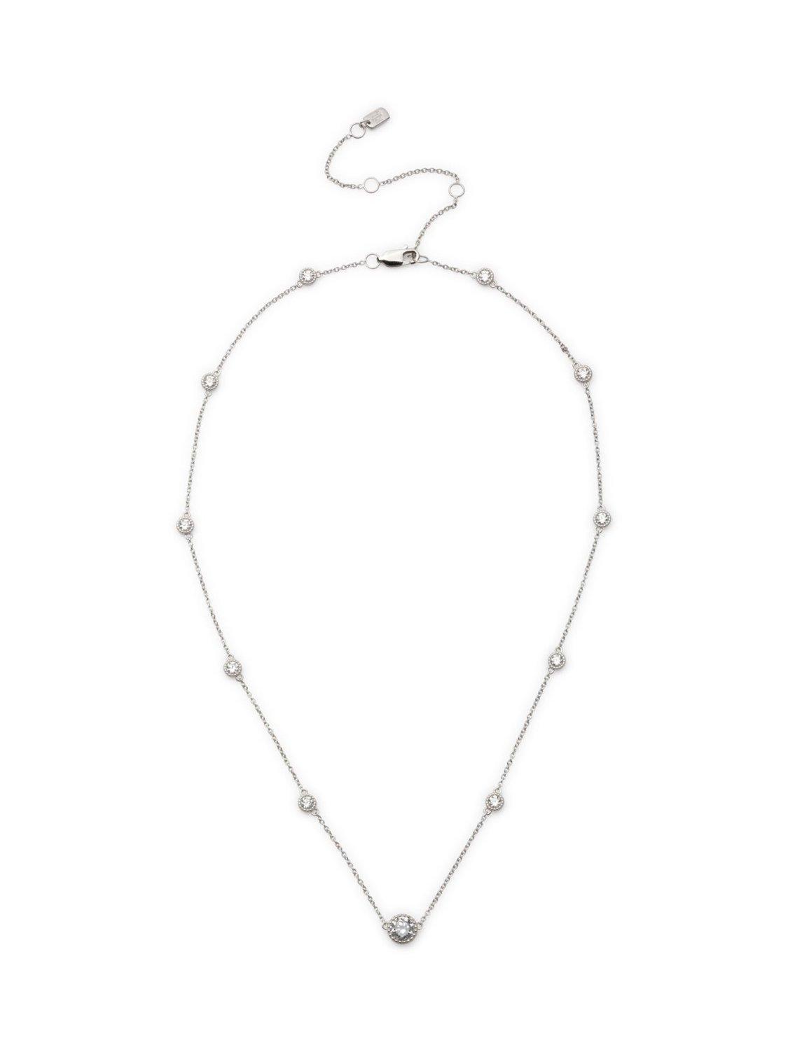 Product image 2 of 4, which shows Ralph Lauren Station Crystal Necklace, Silver