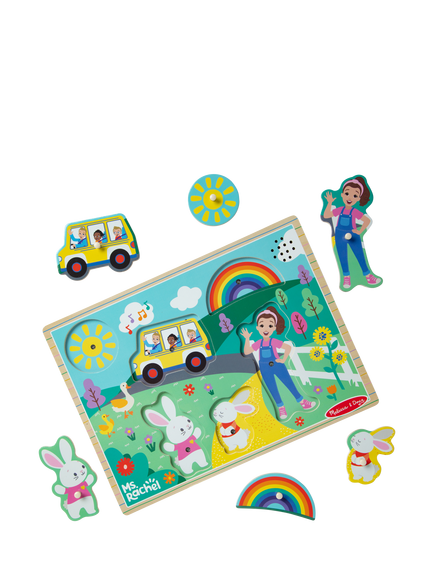 Melissa & Doug Ms. Rachel Wooden Song Peg Puzzle, Multi