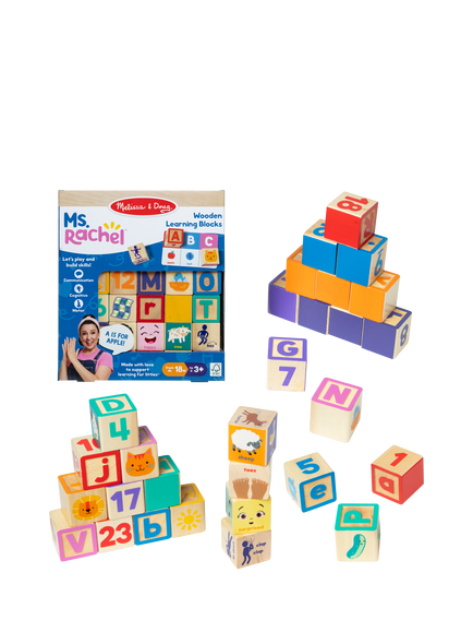 Melissa & Doug Ms. Rachel Wooden Learning Blocks, Multi