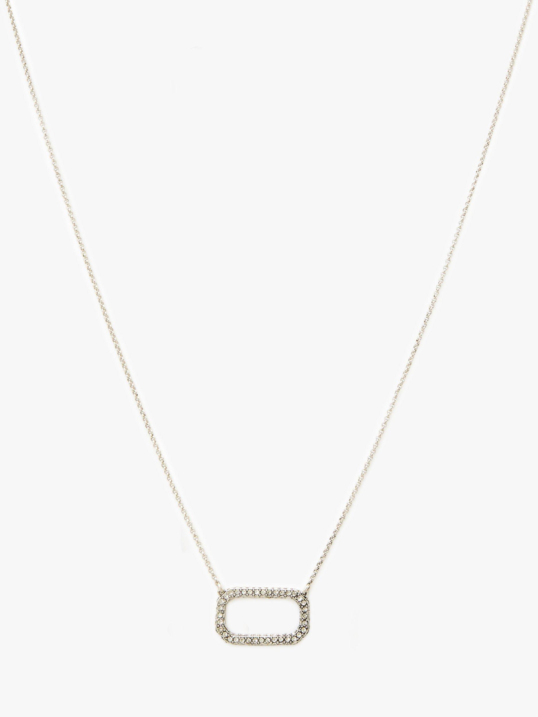 Product image 1 of 5, which shows AllSaints Cubic Zirconia Hexagon Chain Necklace, Silver