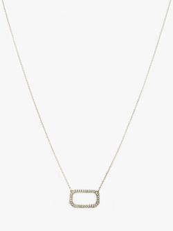 AllSaints Cubic Zirconia Hexagon Chain Necklace, Silver, Warm Silver