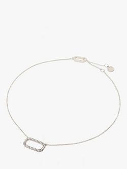 AllSaints Cubic Zirconia Hexagon Chain Necklace, Silver - view 2, Warm Silver