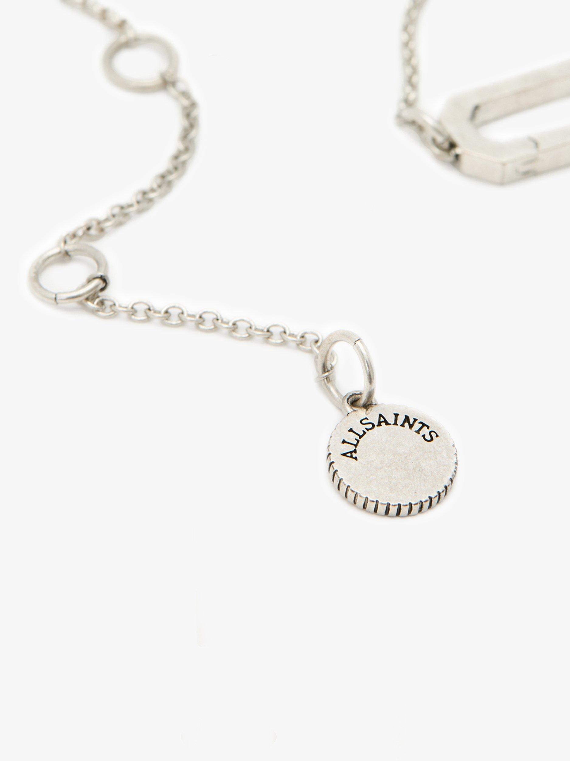 Product image 4 of 5, which shows AllSaints Cubic Zirconia Hexagon Chain Necklace, Silver