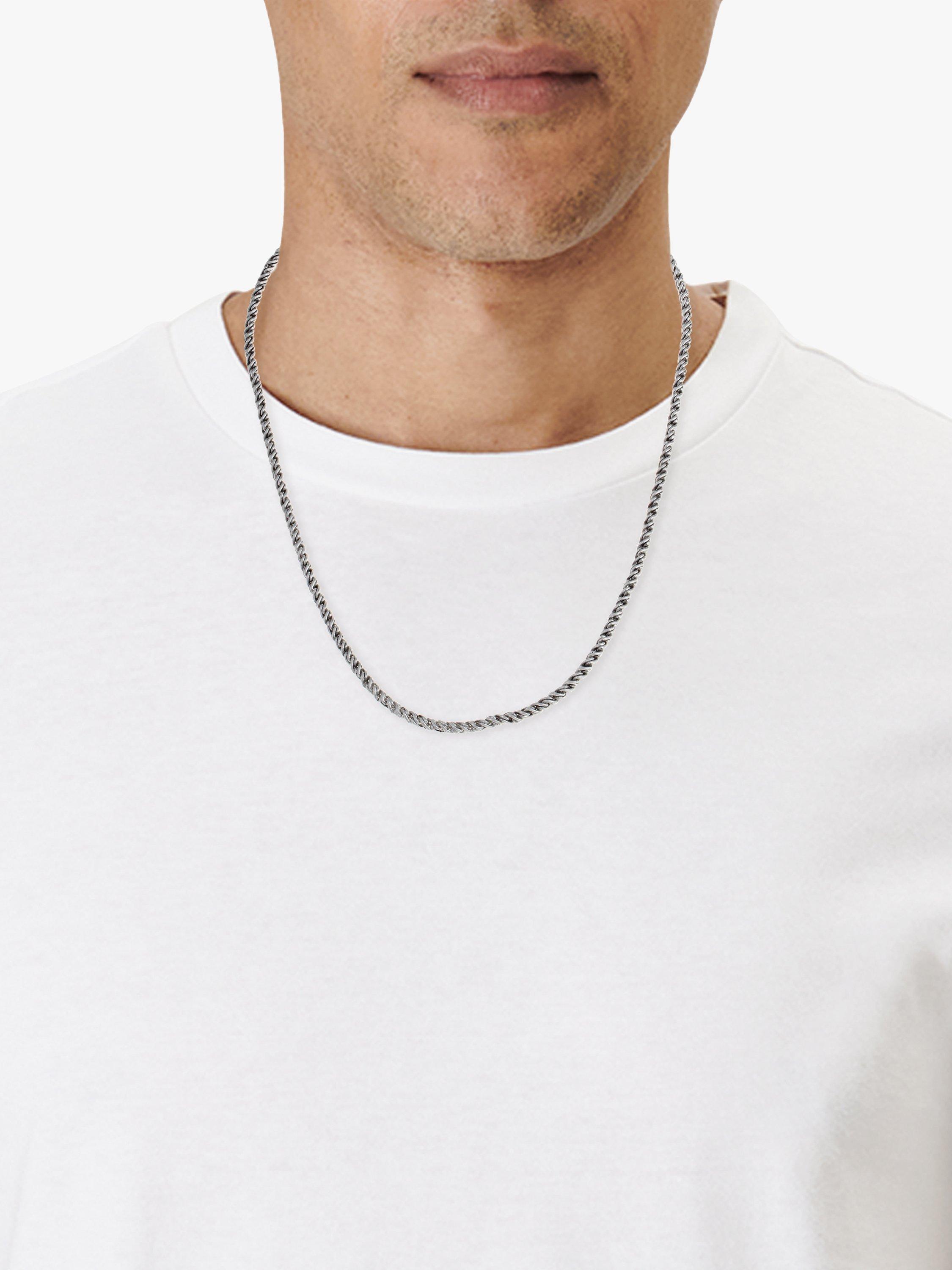 Product image 3 of 3, which shows AllSaints Unisex Rope Chain Necklace, Silver