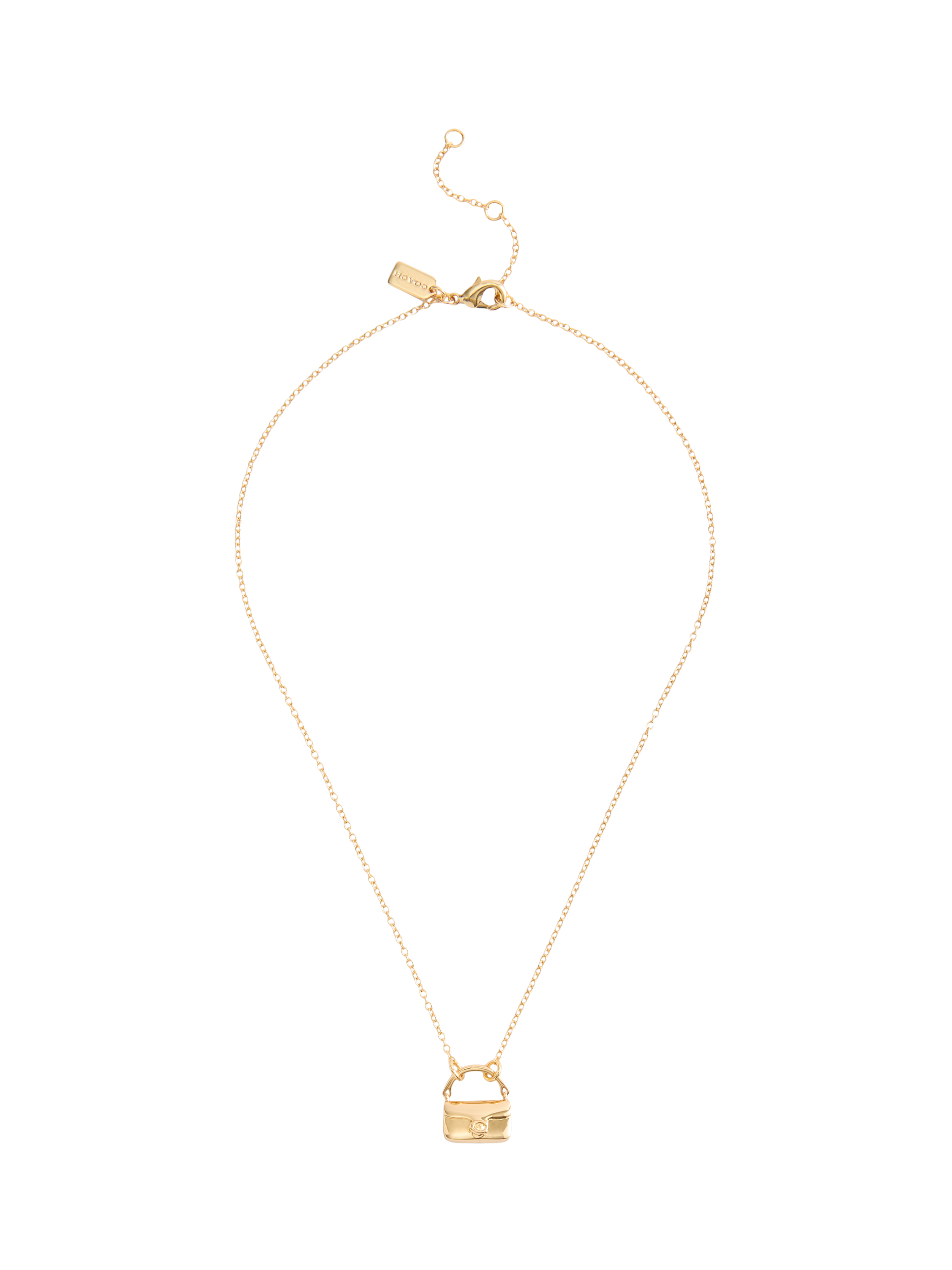 Product image 1 of 3, which shows Coach Handbag Pendant Chain Necklace, Gold
