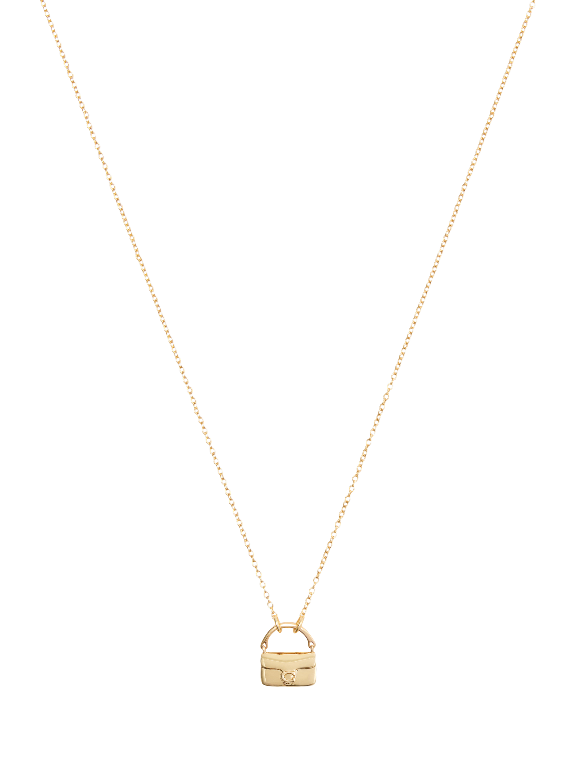 Product image 3 of 3, which shows Coach Handbag Pendant Chain Necklace, Gold