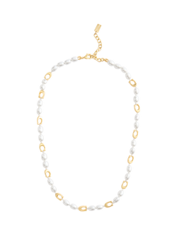 Coach Faux Pearl Collar Necklace, Gold, Gold