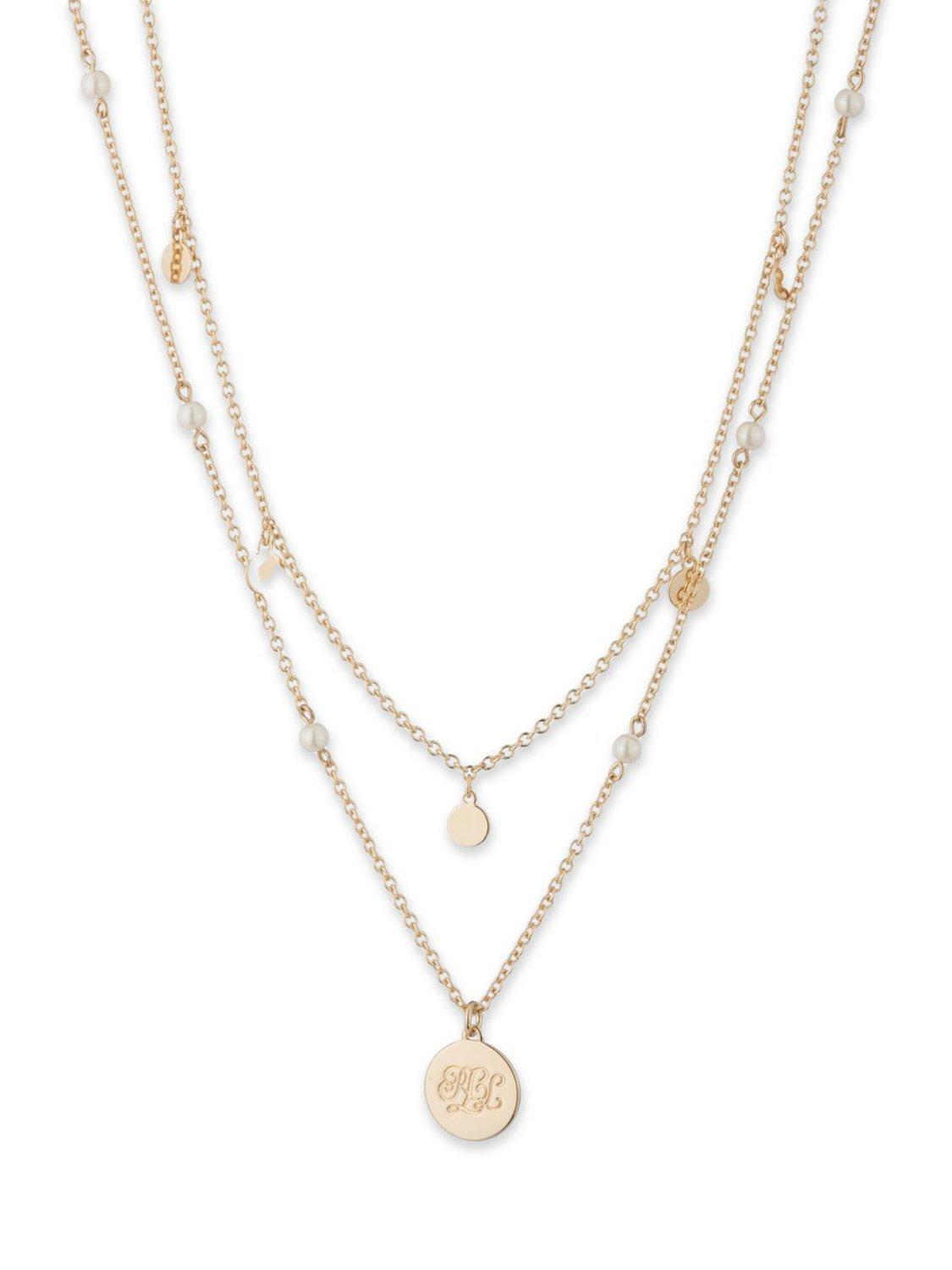 Product image 1 of 2, which shows Ralph Lauren Faux Pearl Multirow Necklace, Gold