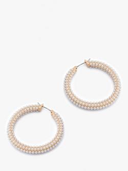 AllSaints Pearl Hoop Earrings, Gold, Warm Brass