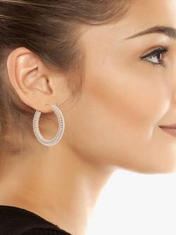 AllSaints Pearl Hoop Earrings, Gold - view 2, Warm Brass