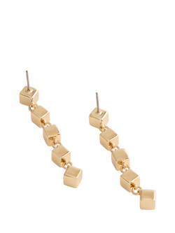 Coach Enamel Cube Chain Drop Earrings, Gold - view 2, Gold