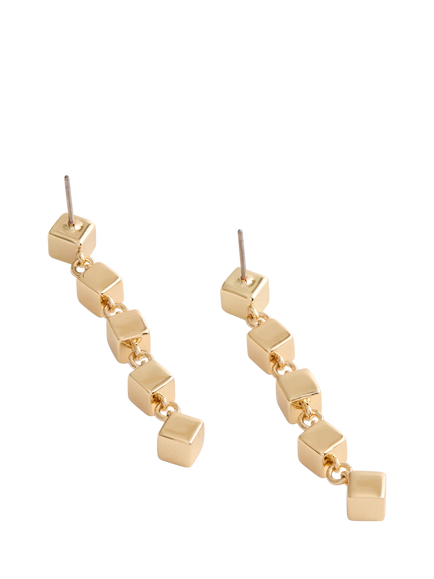 Coach Enamel Cube Chain Drop Earrings, Gold - view 2, Gold