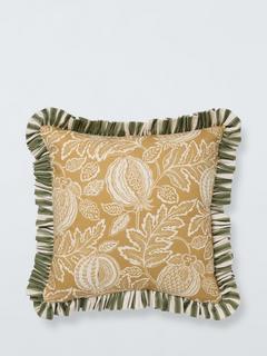John Lewis x Sanderson Cantaloupe Frilled Cushion, Hay