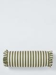 John Lewis x Sanderson Pinetum Stripe Frilled Bolster Cushion, Olive