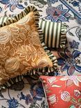 John Lewis x Sanderson Pinetum Stripe Frilled Bolster Cushion, Olive