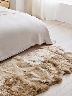 John Lewis New Zealand Sheepskin Quad Sheepskin Rug - view 2, Mocha