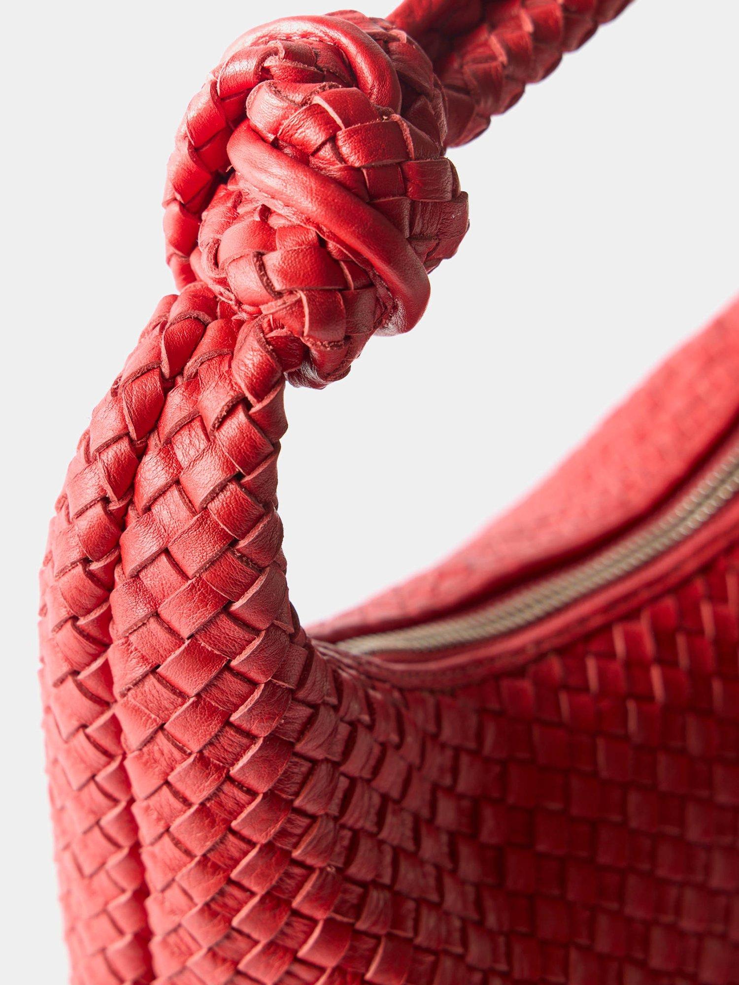 Product image 4 of 4, which shows Mint Velvet Woven Leather Grab Bag, Red
