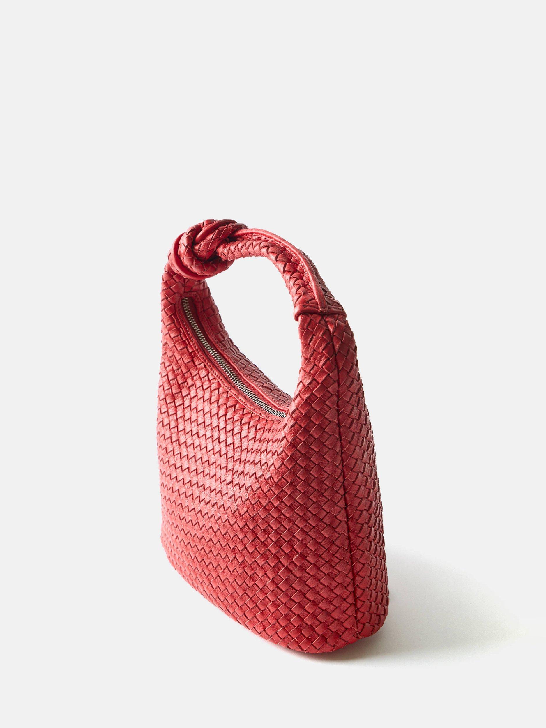 Product image 3 of 4, which shows Mint Velvet Woven Leather Grab Bag, Red