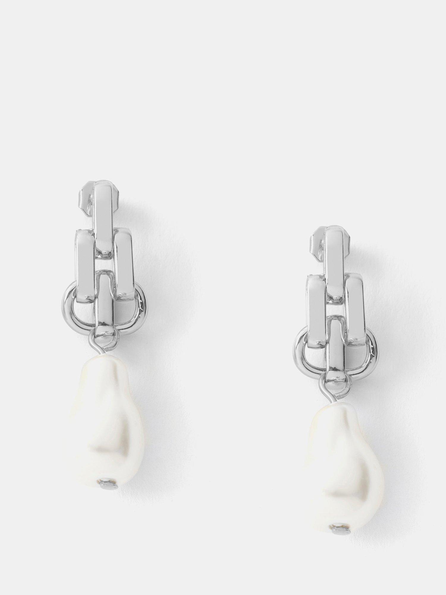 Mint Velvet Pearl Drop Earrings, Silver