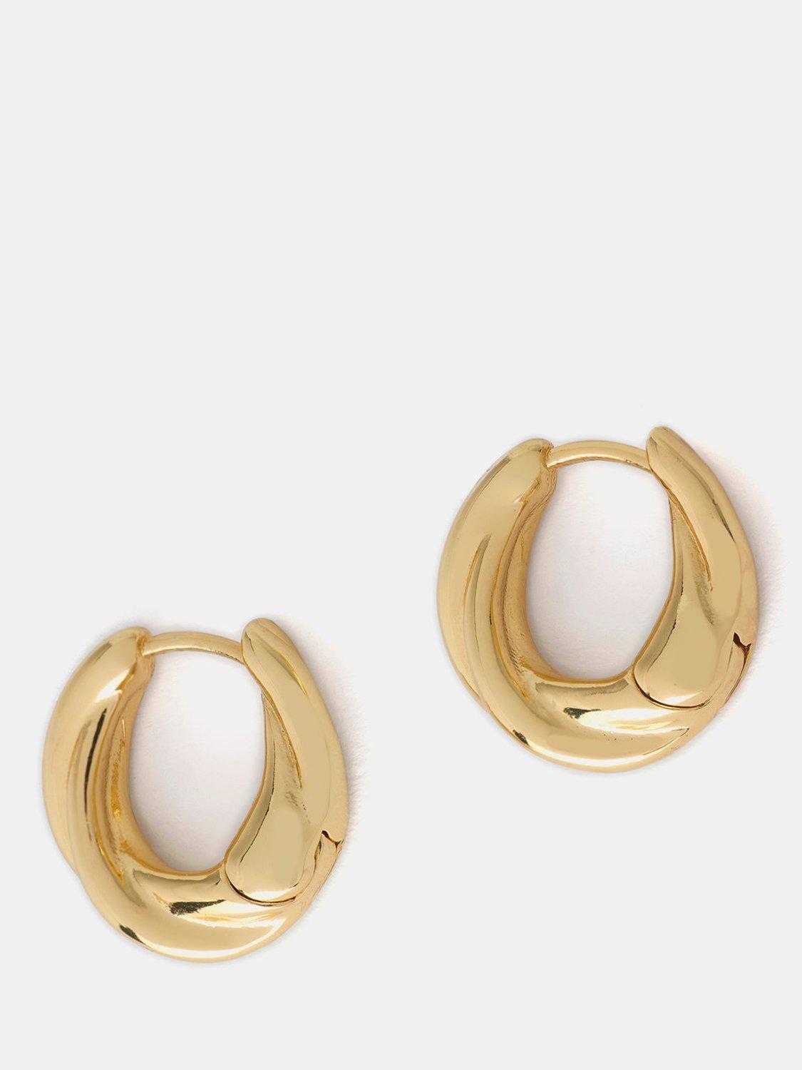 Mint Velvet Twist Hoop Earrings, Gold