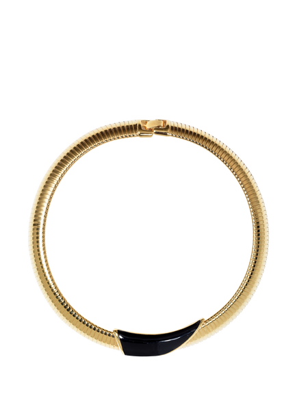 Eclectica Pre-Loved Monet Enamel Collar Necklace, Dated Circa 1980s, Gold/Black, Gold/Black