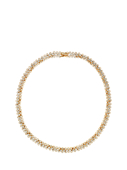 Eclectica Pre-Loved Cabouchon Crystal Bobble Collar Necklace, Dated Circa 1980s, Gold/Clear