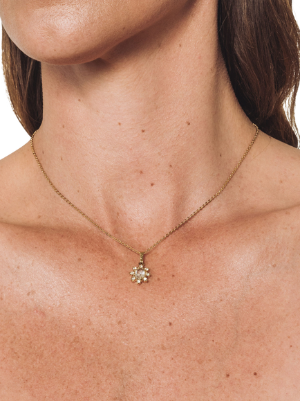 Eclectica Pre-Loved Found Swarovski Crystal Cluster Pendant Necklace, Gold - view 2, Gold