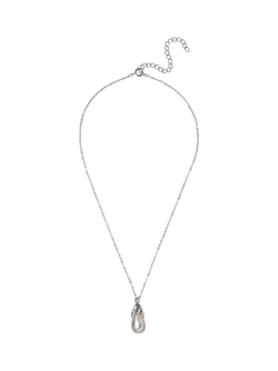 Eclectica Pre-Loved Refound Faux Pearl Teardrop Pendant Necklace, Dated Circa 1980s - view 2, Silver