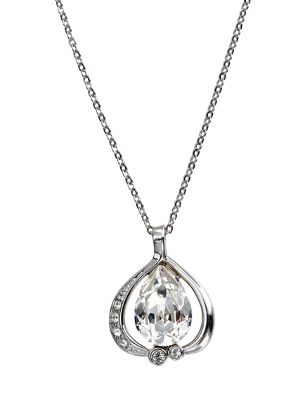 Eclectica Pre-Loved Refound Crystal Pendant Necklace, Dated Circa 1980s, Silver/Clear