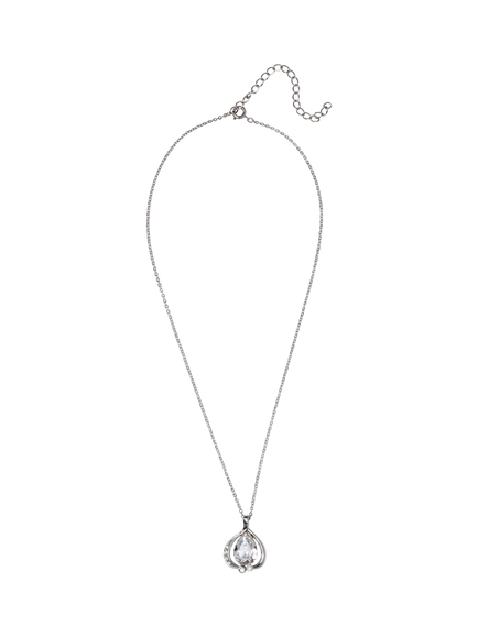Eclectica Pre-Loved Refound Crystal Pendant Necklace, Dated Circa 1980s - view 2, Silver/Clear