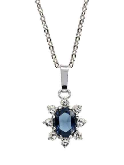 Eclectica Pre-Loved Refound Crystal Pendant Necklace, Dated Circa 1980s, Blue/Silver