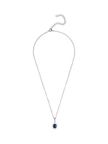 Eclectica Pre-Loved Refound Crystal Pendant Necklace, Dated Circa 1980s - view 2, Blue/Silver