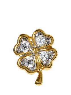 Eclectica Pre-Loved Found Cabouchon Four Leaf Clover Stick Pin Brooch, Dated Circa 1980s, Gold