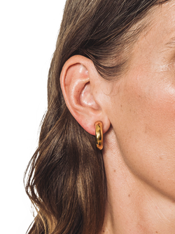 Eclectica Pre-Loved Refound Polished Hoop Clip-On Earrings, Gold - view 2, Gold