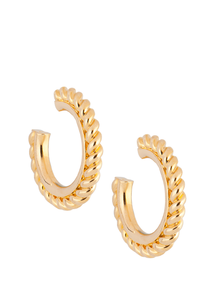 Eclectica Pre-Loved Refound Twisted Rope Hoop Earrings, Dated Circa 1990s, Gold